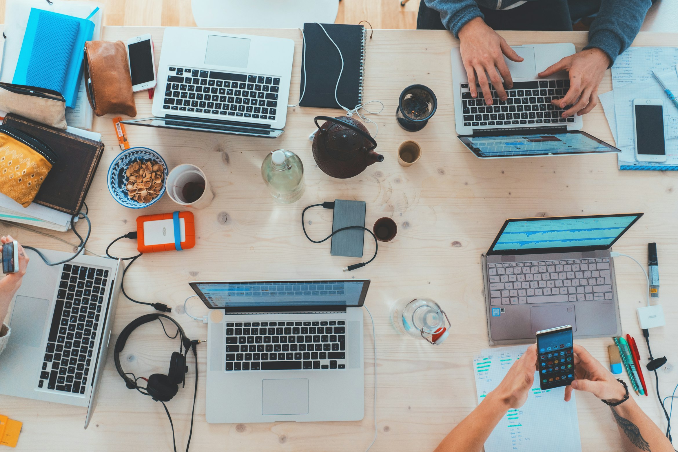 image of technology devices on a desk